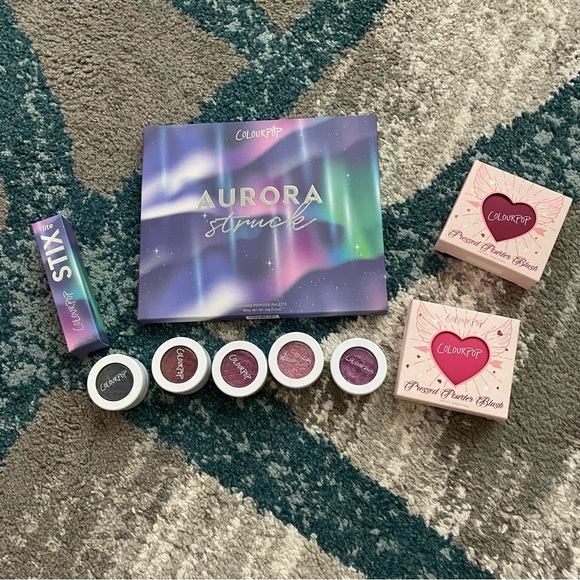 Colourpop Other - Colourpop EUC Makeup Aurora Palette, Babycakes & Text Me Blush,SSS & Highlighter